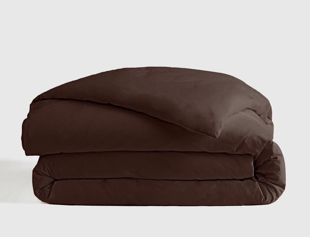 Quince Organic Brushed Cotton Duvet Cover King Cal King Espresso NWOT No Shams